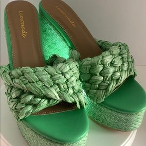 Green Wicker Wedge